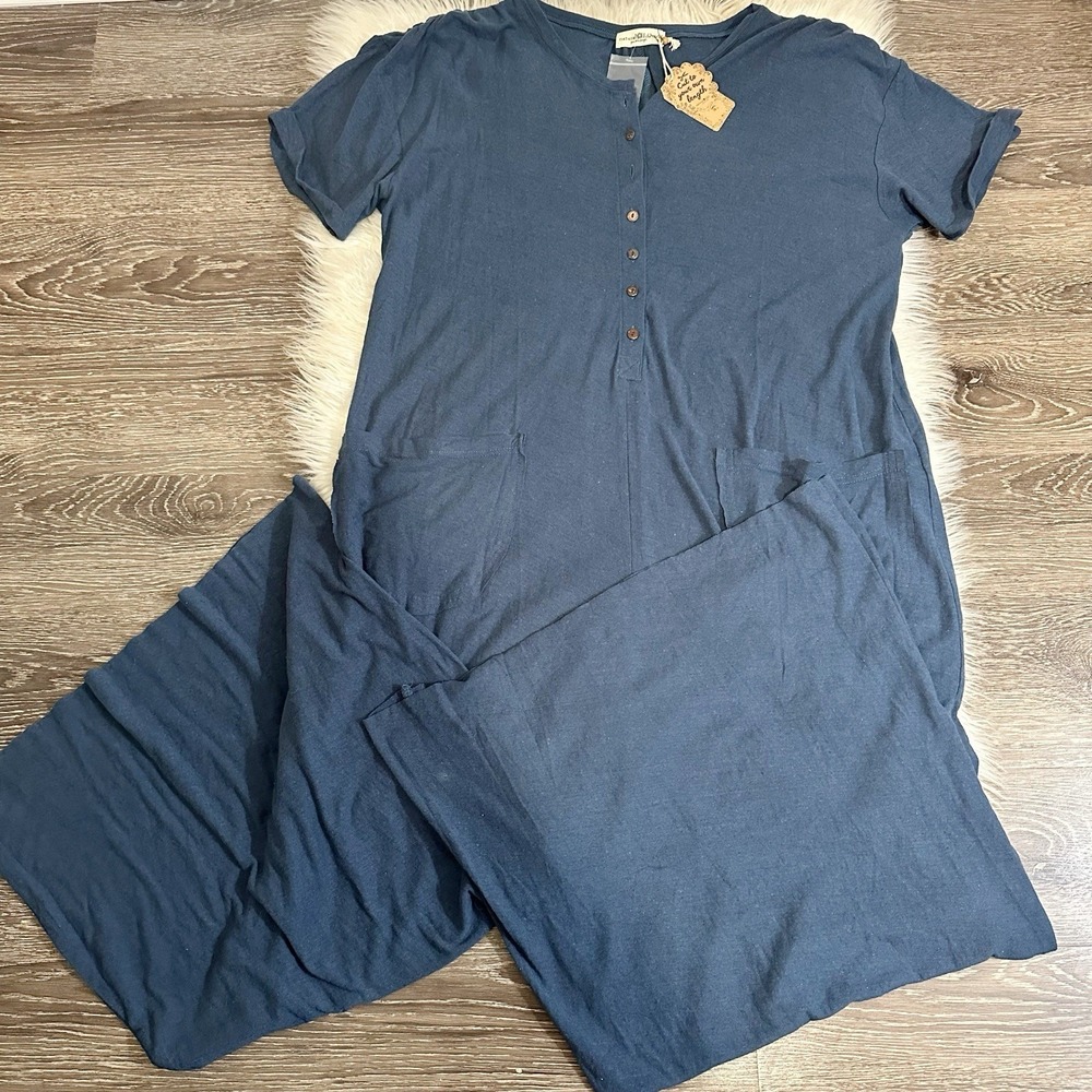 NWT Natural Life Womens Oversized Jumpsuit Linen Blend Size S/M Wide Leg‎ Resort